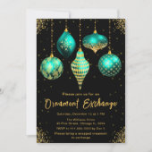 Teal and Gold Ornament Exchange Party 招待状 (正面)