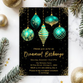 Teal and Gold Ornament Exchange Party 招待状