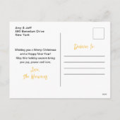 Teal and Gold Ornaments Merry Christmas シーズンポストカード (裏面)