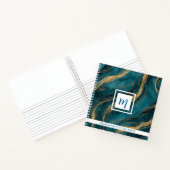 Teal and Gold Swirls Monogram Square ノートブック (内部)