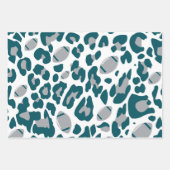 Teal and Gray Football Helmet and Ball Patterns ラッピングペーパーシート (正面2)