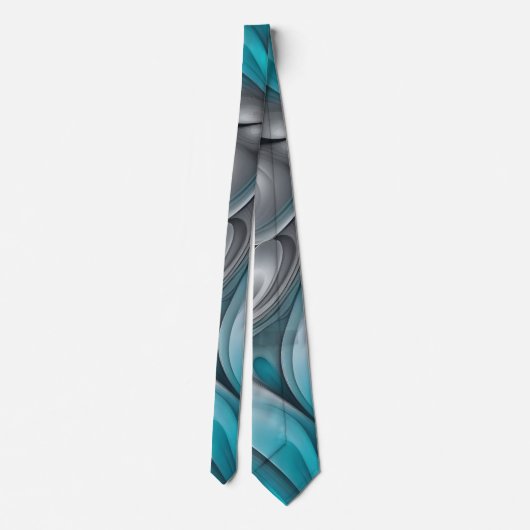 Teal and Gray Modern Design Neck Tie ネクタイ (裏面)