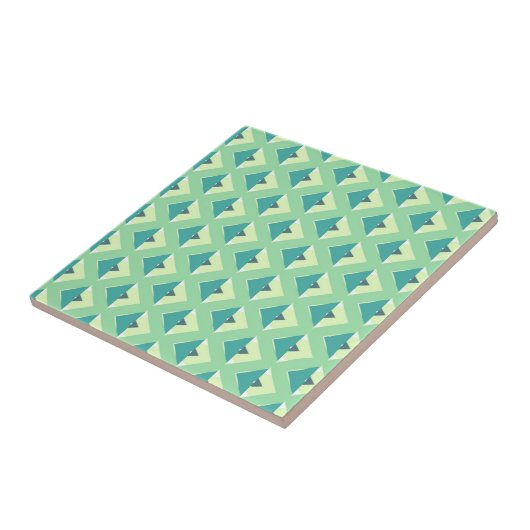 Teal and Green Diamond Geometric Pattern タイル (側面)