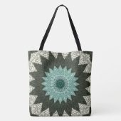 Teal and Green Geometric Mandala Pattern トートバッグ (裏面)