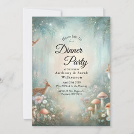 Teal and Peach Enchanted Forest Home Dinner Party  招待状
