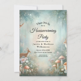 Teal and Peach Enchanted Forest Housewarming 招待状