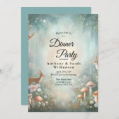 Teal and Peach Enchanted Forest Restaurant Dinner 招待状 (正面/裏面)