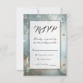 Teal and Peach Enchanted Forest Wedding 出欠カード (正面)