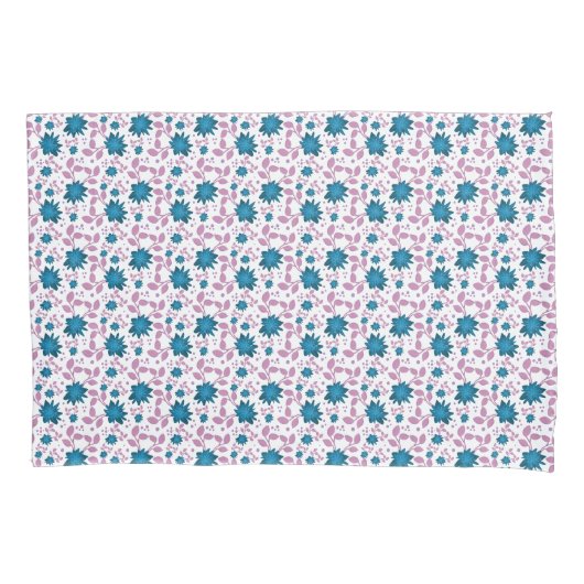 Teal and Pink Floral Pattern | Modern Botanical  枕カバー (正面)