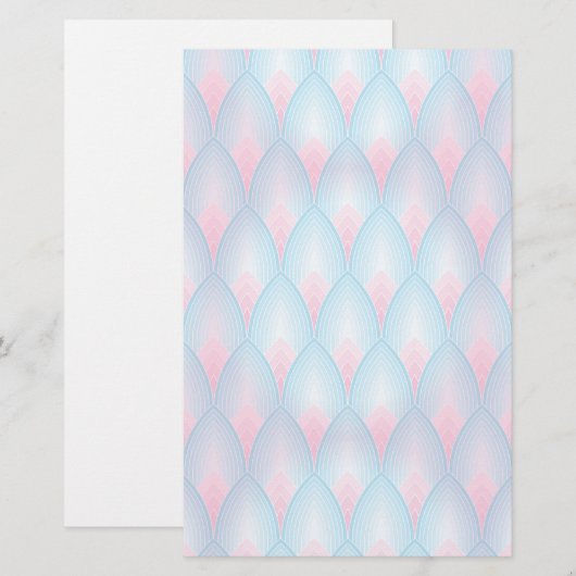 Teal And Pink Petal Pattern 便箋 (正面/裏面)