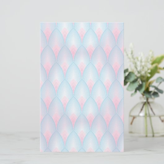 Teal And Pink Petal Pattern 便箋 (スタンド正面)