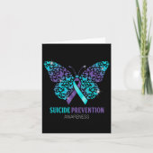 Teal And Purple Butterfly Suicide Prevention Aware カード (正面)