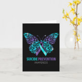Teal And Purple Butterfly Suicide Prevention Aware カード (黄色い花)