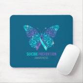 Teal And Purple Butterfly Suicide Prevention Aware マウスパッド (マウス)