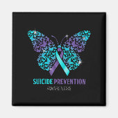 Teal And Purple Butterfly Suicide Prevention Aware マグネット (正面)