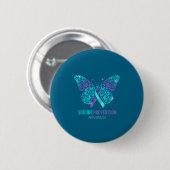 Teal And Purple Butterfly Suicide Prevention Aware 缶バッジ (正面&裏面)