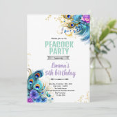 Teal and Purple Peacock theme invite 招待状 (スタンド正面)