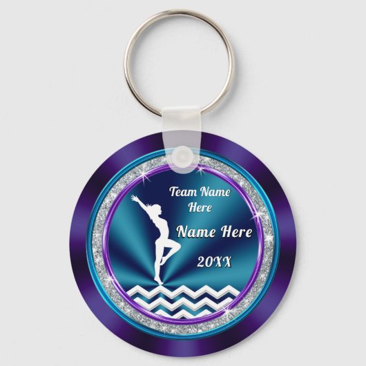 Teal and Purple Personalized Gymnastic Gift Ideas キーホルダー (正面)