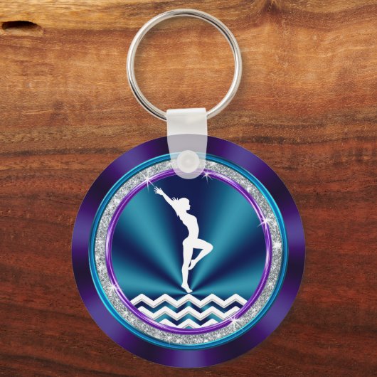 Teal and Purple Personalized Gymnastic Gift Ideas キーホルダー (裏面)