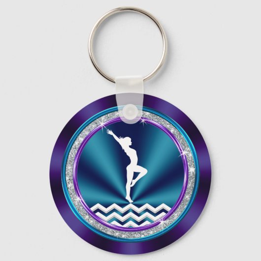 Teal and Purple Personalized Gymnastic Gift Ideas キーホルダー (裏面)