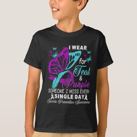 Teal And Purple Ribbon Suicide Prevention Awarenes Tシャツ (正面)