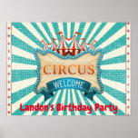 Teal and Red Circus Tent Birthday Party  ポスター<br><div class="desc">You will love this teal stripes and red circus tent with colorful polka dots. Great for a circus birthday party!</div>