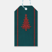 Teal and Red Crystal Christmas Trees ギフトタグ (正面)