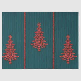 Teal and Red Crystal Christmas Trees 薄葉紙