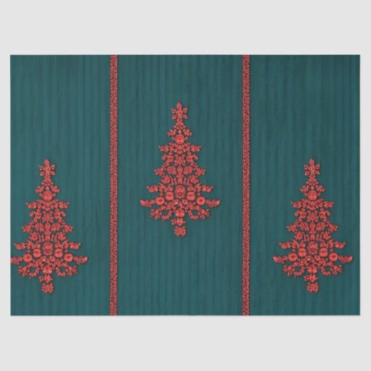 Teal and Red Crystal Christmas Trees 薄葉紙 (正面)