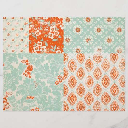 Teal and Red Patchwork Junk Journal Scrapbook (正面)