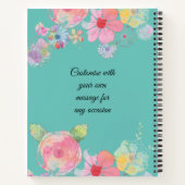 Teal and Shabby Chic Floral Custom Couples Photo ノートブック (裏面)