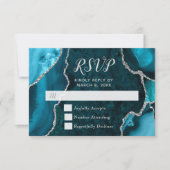 Teal and Silver Agate Marble RSVP (正面)