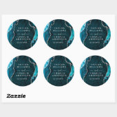 Teal and Silver Agate Marble Wedding ラウンドシール (シート)