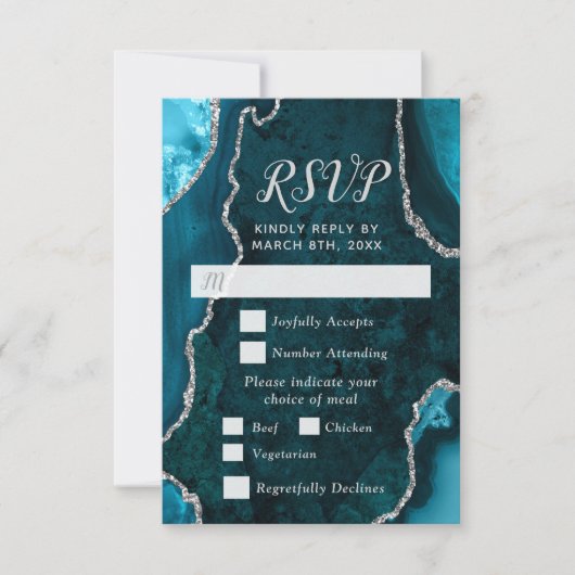 Teal and Silver Agate Meal Choice RSVP (正面)