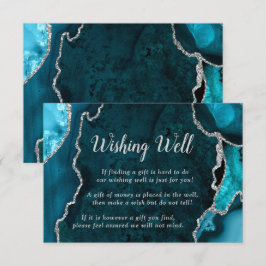 Teal and Silver Agate Wedding Wishing Well エンクロージャーカード