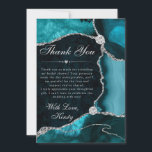 Teal and Silver Faux Glitter Agate Bridal Shower サンキューカード<br><div class="desc">Luxurious teal agate layers flow across the design with natural gemstone banding, accented by shimmering silver glitter edges for a glamorous, light‑catching finish. Elegant white typography combines graceful script with refined serif details, creating a sophisticated and heartfelt look. Perfect for expressing gratitude after bridal showers or wedding celebrations, this design...</div>