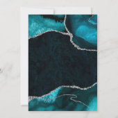 Teal and Silver Faux Glitter Agate Bridal Shower サンキューカード (裏面)
