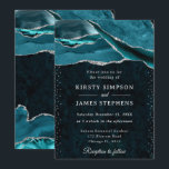 Teal and Silver Glitter Agate Wedding 招待状<br><div class="desc">Luxurious teal agate layers flow across the design with natural gemstone textures, accented by shimmering silver glitter edges for a refined, high‑impact look. Crisp white typography combines classic serif and graceful script, creating a sophisticated contrast against the deep teal backdrop. Perfect for chic weddings, black‑tie receptions and stylish celebrations, this...</div>