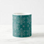 Teal and Silver Snowflakes Christmas Mug with Name コーヒーマグカップ (中央)
