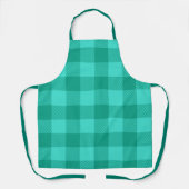 Teal And Turquoise Gingham Plaid Design  エプロン (正面)