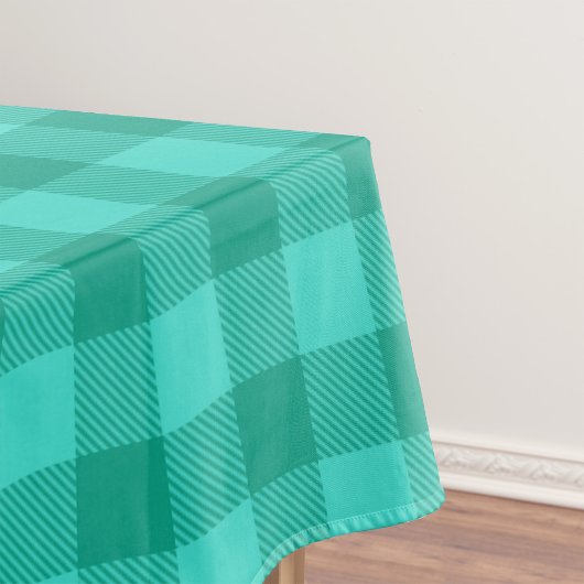 Teal And Turquoise Gingham Plaid Design  テーブルクロス