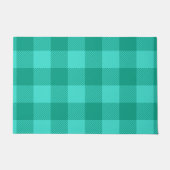 Teal And Turquoise Gingham Plaid Design  ドアマット (正面)