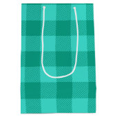 Teal And Turquoise Gingham Plaid Design  ミディアムペーパーバッグ (裏面)