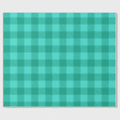 Teal And Turquoise Gingham Plaid Design  ラッピングペーパー (フラット)