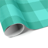 Teal And Turquoise Gingham Plaid Design  ラッピングペーパー (ロールコーナー)