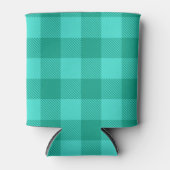 Teal And Turquoise Gingham Plaid Design  缶クーラー (正面)
