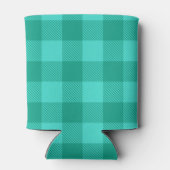 Teal And Turquoise Gingham Plaid Design  缶クーラー (裏面)
