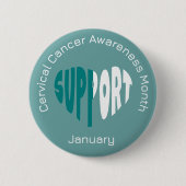 Teal And White Cervical Cancer Awareness Month 缶バッジ (正面)