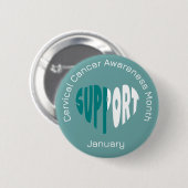 Teal And White Cervical Cancer Awareness Month 缶バッジ (正面&裏面)