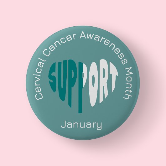 Teal And White Cervical Cancer Awareness Month 缶バッジ
